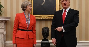 Donald Trump has said one of his first actions will be to return the Winston Churchill bronze bust into the Oval Office as a 'mark of respect' for the wartime Prime Minister