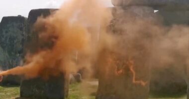 Two people charged after orange paint was thrown at Stonehenge in Just Stop Oil protest
