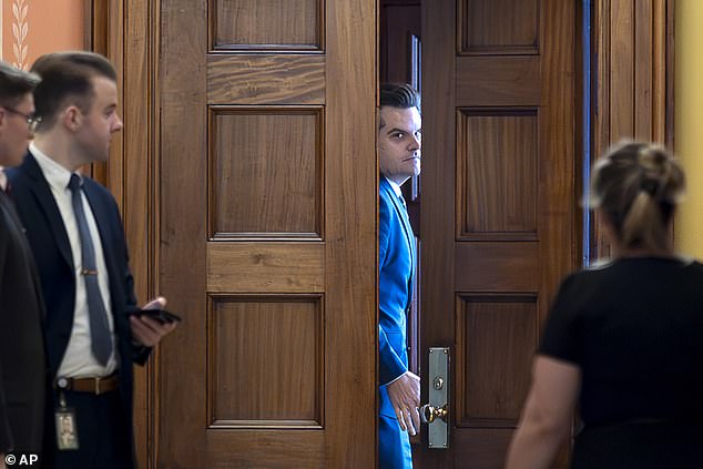 Matt Gaetz was on Capitol Hill Wednesday for what insiders described as 'introduction meetings' with key Republican senators who would decide whether he would be confirmed as Donald Trump's U.S. attorney general