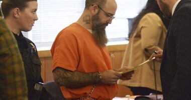 Daren Christopher Abbey, 41, a self-described white supremacist accused of murdering a camper last month, claimed in court this week that his alleged victim 'tried to kill' him