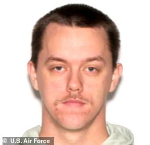 Airman First Class Branden Cecil Standifer (pictured), 27, is under investigation for crimes related to child sexual abuse materials and was due in court on April 18