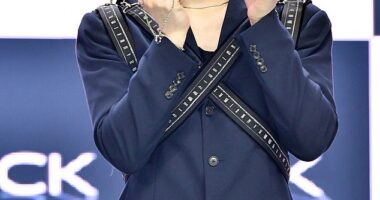 Bain, a 23-year-old member of the K-pop boy band Just B, came out as gay onstage during a Los Angeles concert this week; pictured in 2021, the year the group was first formed