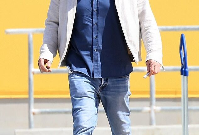 Ben Affleck, 52, was pictured smoking a cigarette as he stopped by Ikea in Burbank, California on Saturday