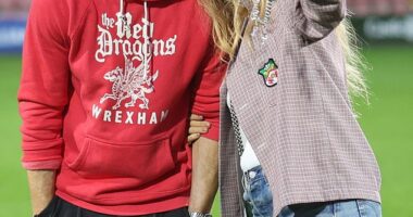 Blake Lively shared a gushing tribute to Ryan Reynolds and Rob McElhenny on Sunday, after their football team Wrexham AFC won a historic third successive promotion to reach the Championship