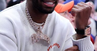 Shedeur Sanders attends a Hawks-Knicks game in New York in December, when he was still thought to be in the running to be the first pick of the 2025 NFL Draft