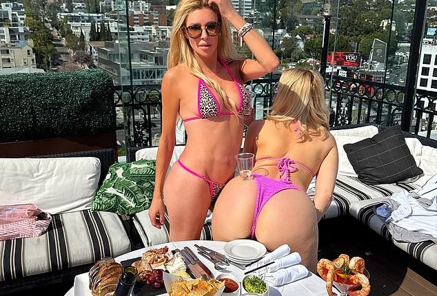 On Monday, Brandi Glanville (L) revealed she 'had the best time' with her 'new bestie' porn star Alexis Texas (R) while hanging poolside on a rooftop in West Hollywood just five days after a health scare landed her in the ER