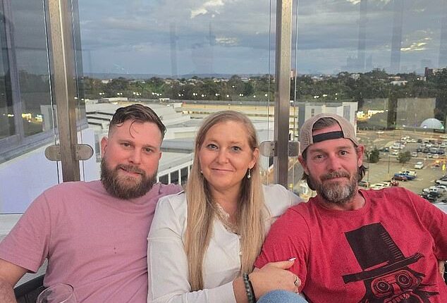 On Saturday, Ms Giuffre's (centre) brother Danny Wilson (left) paid tribute to her on social media by displaying a photo of him and his sister.