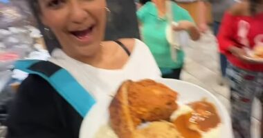 A food blogger has revealed the jaw-dropping experience of America's largest buffet - where prices start at just $13.99 and diners can stuff themselves for hours with no time limit