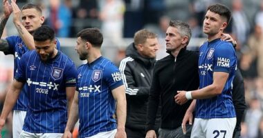Ipswich RELEGATED from the Premier League after 3-0 loss at Newcastle - as Eddie Howe makes dugout return following pneumonia scare