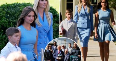Ivanka and Arabella Trump match in blue for Eagles White House visit