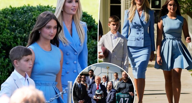 Ivanka and Arabella Trump match in blue for Eagles White House visit