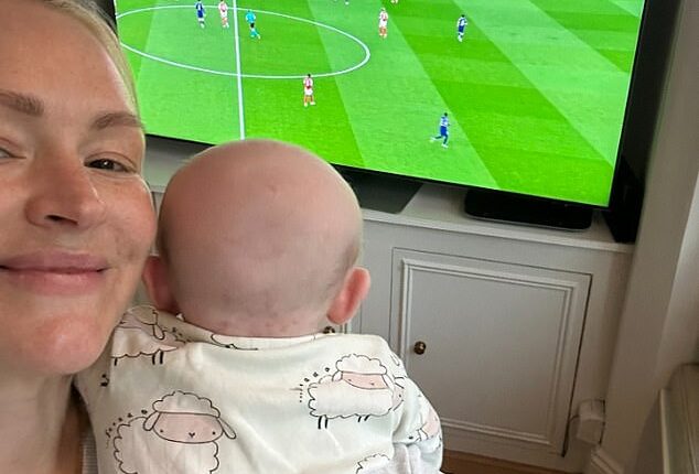 Laura Woods said she will return to TV on Wednesday as she shared a photo of her and her baby Leo watching Arsenal lose 1-0 to PSG in the Champions League semi-finals on Tuesday