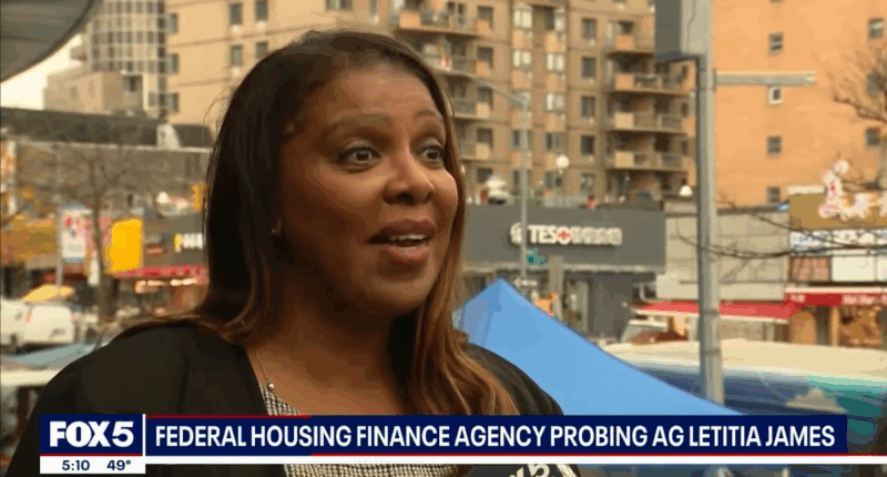 Letitia James speaking to a reporter.