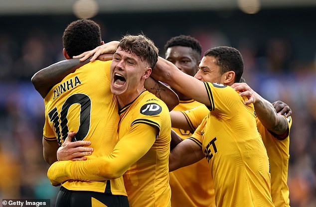Goals from Matheus Cunha, Jorgen Strand Larsen and Rodrigo Gomes gave Wolves all three points