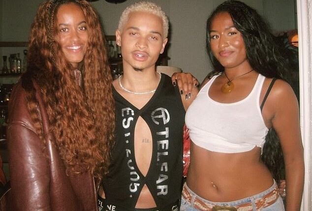 Sasha Obama showed off her toned physique in a cropped white tank as she partied with her sister Malia Obama at Destin Conrad's listening party