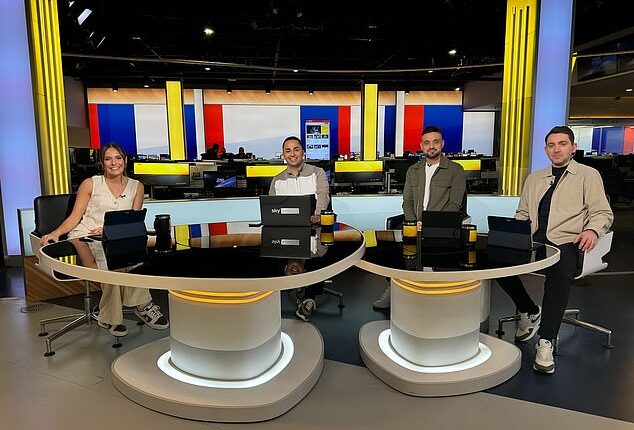 Sky Sports News have made a raft of well-known faces redundant as they look to streamline coverage (pictured: Olivia Buzaglo, James Savundra, Dan Bardell, and David Reed)