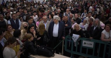 Passengers held up at Sants train station in Barcelona, Spain, Tuesday, April 29