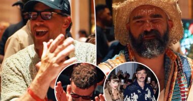 Travis Kelce re-emerges without Taylor Swift for boys’ night with Justin Timberlake, brother Jason in Las Vegas