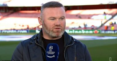 Wayne Rooney (pictured) suggested Declan Rice was to blame for PSG's goal on Tuesday night