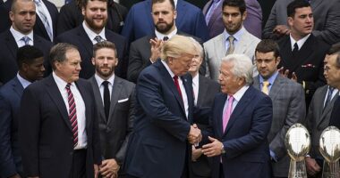 Robert Kraft (pictured shaking hands with Donald Trump after winning the Super Bowl in 2017) doesn't see the value in investing in the Premier League, but plenty more do
