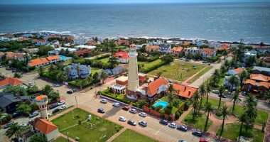 Punta Del Este Lighthouse. The town is drawing comparisons to the other playgrounds for the rich and famous, like the Hamptons and Monaco