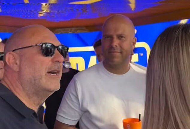 Liverpool manager Arne Slot was snapped by an Eastenders legend as he celebrated Liverpool's title win in Ibiza
