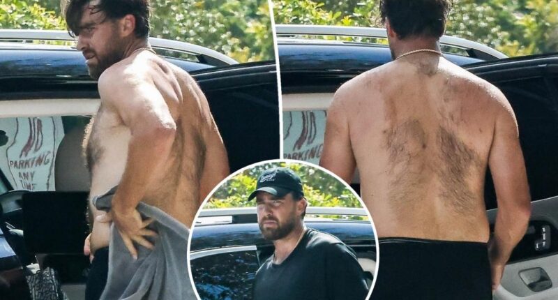 'Big Yeti' Travis Kelce goes shirtless in Miami after sweaty NFL training session