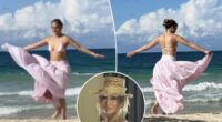 Bikini-clad Jennifer Lopez lets loose on the beach