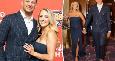 Brittany Mahomes wears strapless dress to husband Patrick's charity gala