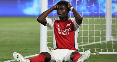 Bukayo Saka could scarcely believe his missed chance against PSG on Wednesday night