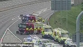 The motorway in Berkshire was locked down in both directions following the incident which took place on the link road from Junction 10 to the A329M near Reading at about 2.45pm today
