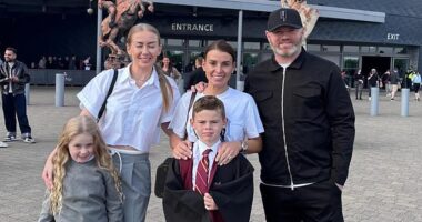 Coleen, Wayne and Kit Rooney travelled to Hertfordshire on Tuesday for the Warner Brothers Studio Tour - a behind the scenes look at the making of Harry Potter
