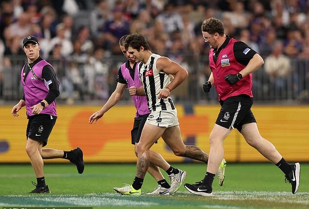 Concerned Darcy Moore blasts AFL umpires for choosing not to stop Collingwood's clash against Fremantle after horrific collision: 'It didn't feel right'