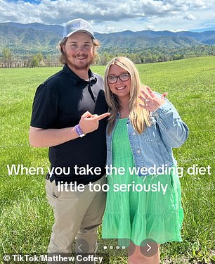 A couple has shared their shocking wedding transformation... revealing how they lost a joint 160 pounds ahead of their big day. They're seen before their weight loss