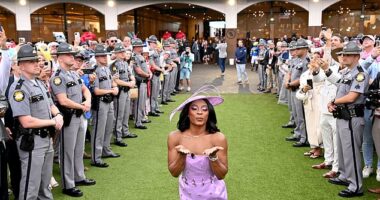'Cringey' Simone Biles divides Kentucky Derby viewers as she performs iconic racing tradition