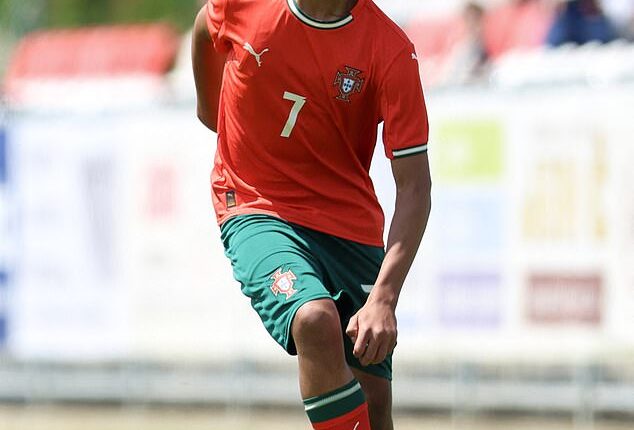 Cristiano Ronaldo Jr (pictured) made his debut for Portugal Under-15s on Tuesday