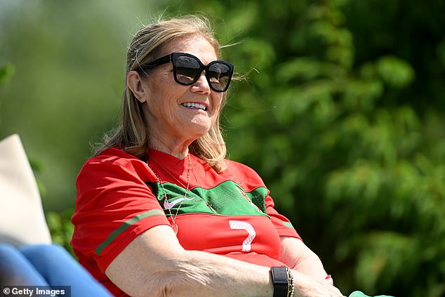 Cristiano Ronaldo's mother Maria Dolores watched on from the sidelines as her grandson warmed up before being named on the bench for Portugal's U15s clash against Japan