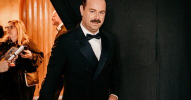 Danny Dyer has admitted that he felt 'awkward' during the steamy sex scenes in Rivals - the raunchy Disney+ adaptation of Jilly Cooper's classic bonkbuster (pictured at the BAFTA TV Awards)