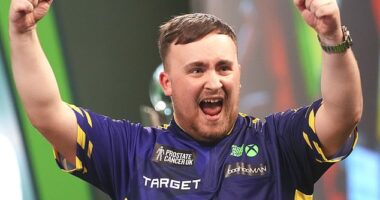 Luke Littler is as well known for his love of kebabs as he is for his darts skills and with that in mind has teamed up with Deliveroo to reintroduce the Best Kebab Award (pictured at the World Darts Championship January 3, 2025
