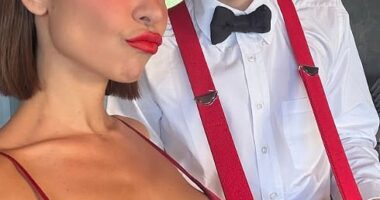 David Beckham has already kicked-off his huge 50th birthday celebrations on Wednesday night as he threw a wild family party at his lavish £10m Cotswold home; pictured son Cruz and girlfriend Jackie Apostel