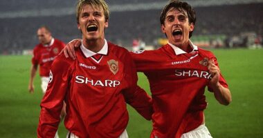 David Beckham told guests at the party that Gary Neville was a 'special human being'