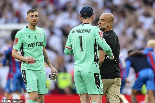 Dean Henderson clashed on the pitch with Pep Guardiola after full time at Wembley