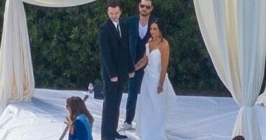 Demi Lovato has ramped up Ozempic rumors as she flaunted her thin frame in a plunging white gown during a practice wedding ceremony with her songwriter fiancé on Saturday