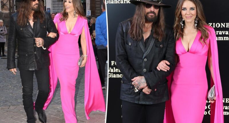 Elizabeth Hurley makes red carpet debut with Billy Ray Cyrus in Barbie-pink gown