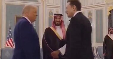 President Donald Trump introduces Elon Musk to Saudi Crown Prince Mohammed bin Salman Al Saud