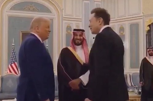 President Donald Trump introduces Elon Musk to Saudi Crown Prince Mohammed bin Salman Al Saud