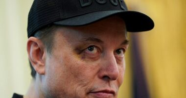 Elon Musk appeared to sport a mysterious black eye at his Oval Office farewell with President Trump