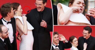 Emma Stone gets attacked by bee on Cannes red carpet 
