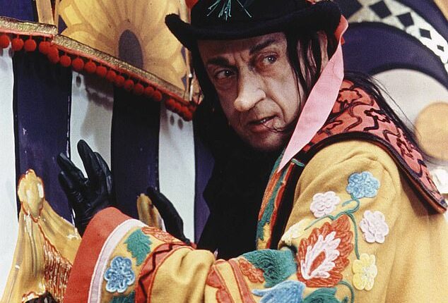 Italy's Eurovision contestant has been mocked online for dressing like the child catcher from Chitty Chitty Bang Bang (pictured)