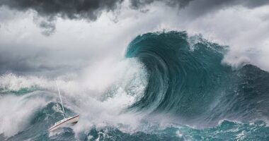 Mega tsunamis can be triggered by events such as landslides or volcanic island collapses. Scientists believe an asteroid impact triggered a mile-high mega-tsunami during the time of the dinosaurs